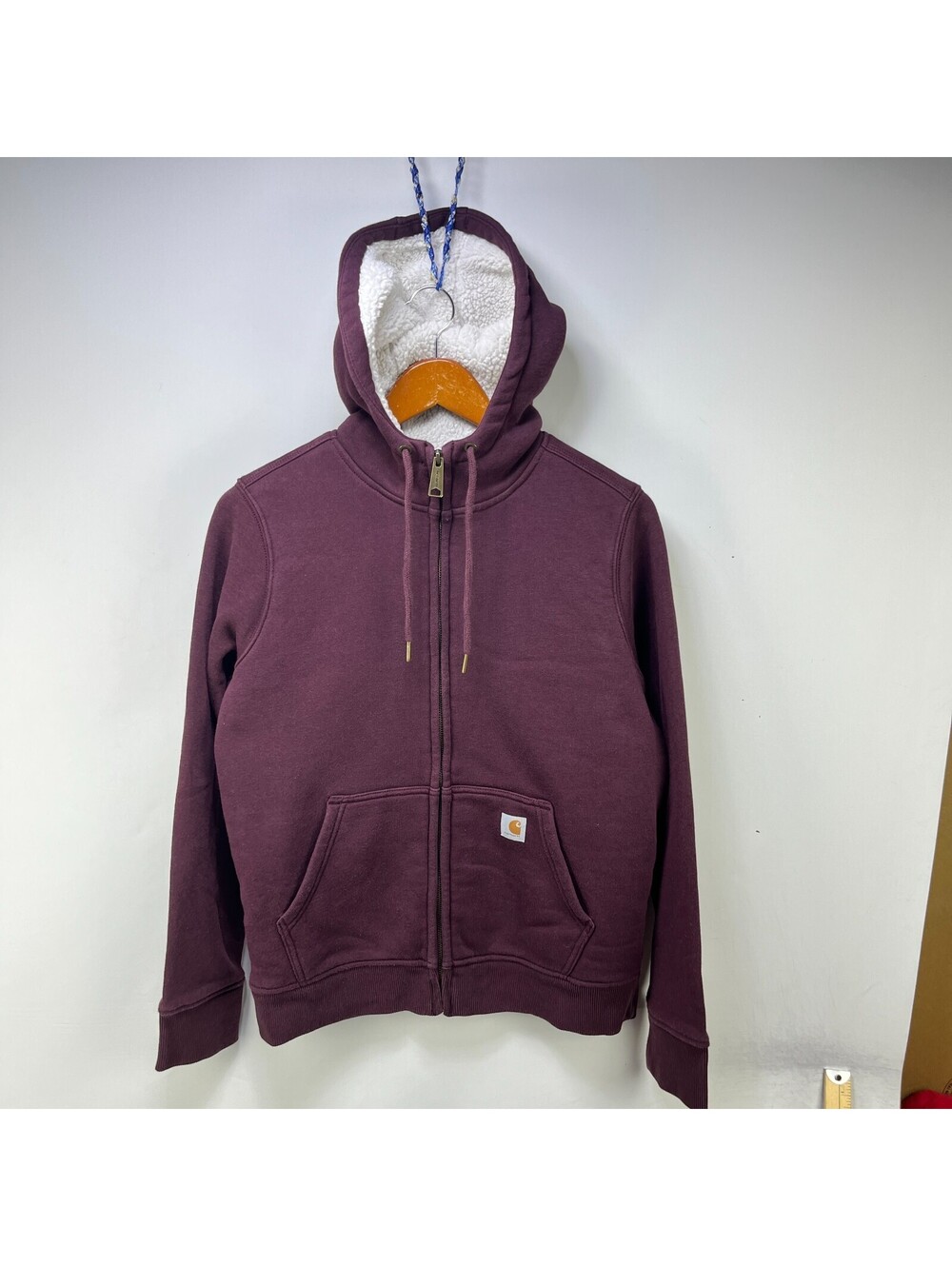 Carhartt Burgundy Sherpa Lined Hooded Sweatshirt Womens S